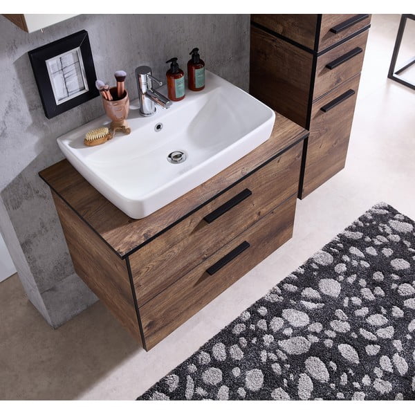 Smeđi ormarić za umivaonik bez umivaonika u dekoru hrasta 71x51 cm Set 374 - Pelipal-image-1