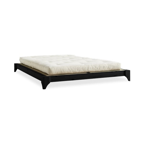 Bračni krevet od borovine s madracem i tatami Karup Design Elan Comfort Mat Crna / Prirodna, 160 x 200 cm