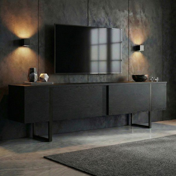 Crna TV komoda 180x50x30 cm Onera – Kalune Design-image-2