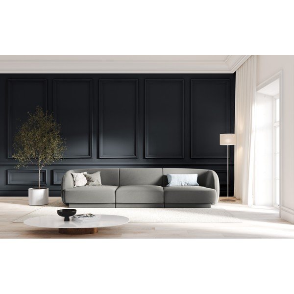 Siva baršunasta sofa 259 cm Miley - Micadoni Home-image-1