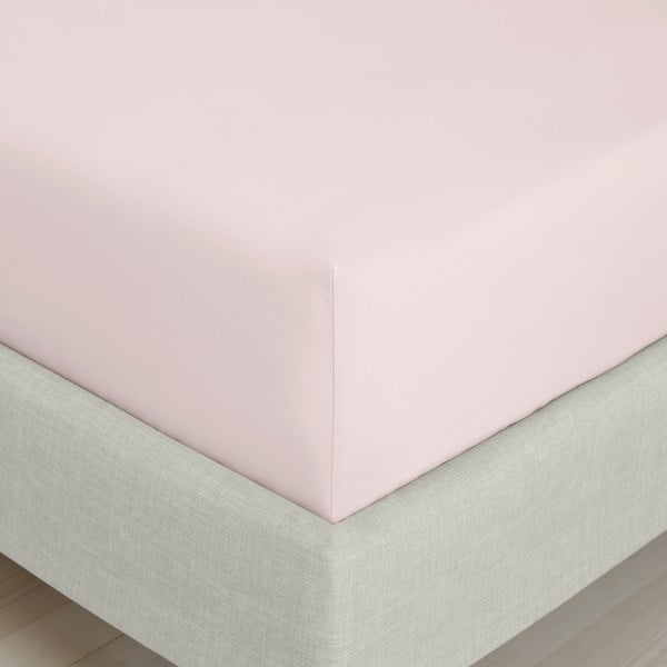 Ružičasta plahta s gumom od pamučnog perkala 90x190 cm Cotton Percale – Bianca-image-3
