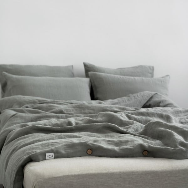 Kaki zelena lanena posteljina za bračni krevet/za produženi krevet 200x220 cm – Linen Tales-image-3