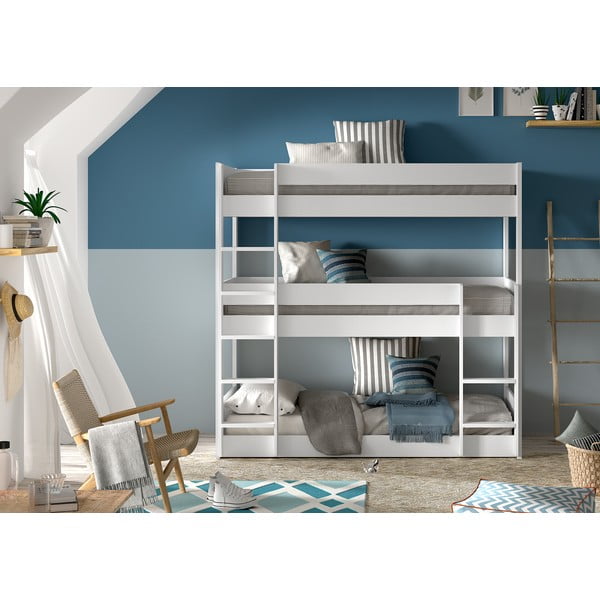 Bijeli dječji krevet od masivnog bora na kat 90x200 cm Scott – Vipack-image-2