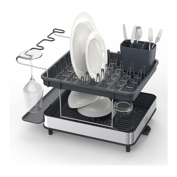 Sivi dvoetažan ocjeđivač za posuđe od nehrđajućeg čelika Excel  – Joseph Joseph-image-3
