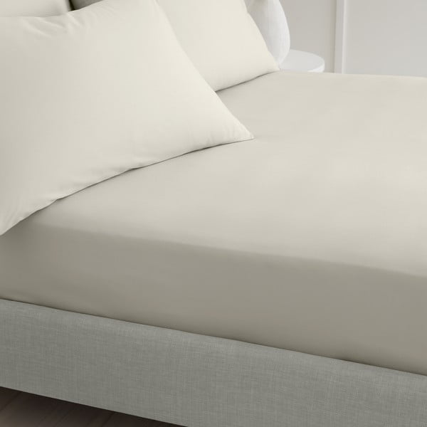 Bež plahta s gumom od pamučnog perkala 185x200 cm Cotton Percale – Bianca-image-2