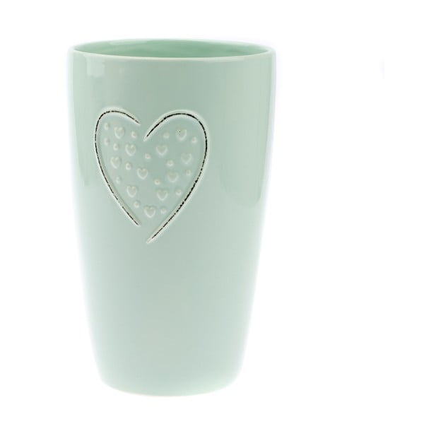 Svjetlozelena keramička vaza Dakls Hearts Dots, visina 22 cm