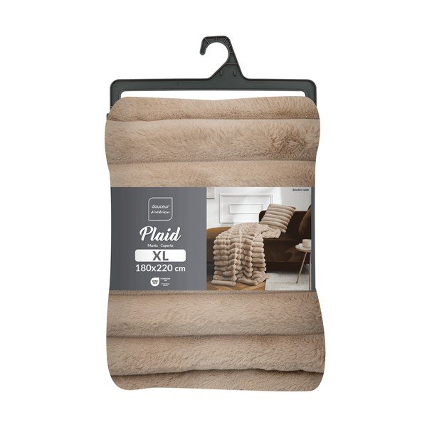 Svjetlo smeđa deka od mikropliša 180x220 cm Boudoir – douceur d'intérieur-image-4