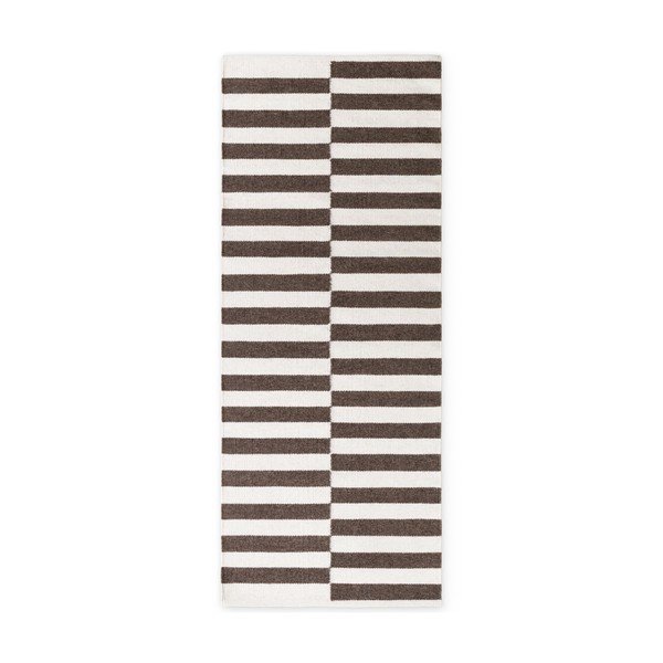 Bijela/smeđa obostrana/ručno rađena vunena staza 80x200 cm Vika – Hanse Home