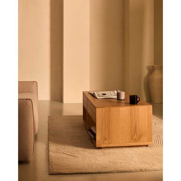 Stolić za kavu u dekoru hrasta u prirodnoj boji 60x140 cm Alguema – Kave Home-image-1