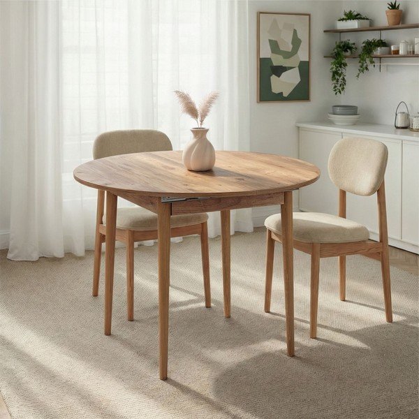Okrugao proširiv blagovaonski stol s dodatnom pločom u dekoru bora ø 100 cm Viona – Kalune Design-image-3