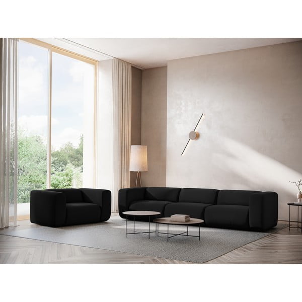 Crna baršunasti sofa 228 cm Ekahi – Makamii-image-1