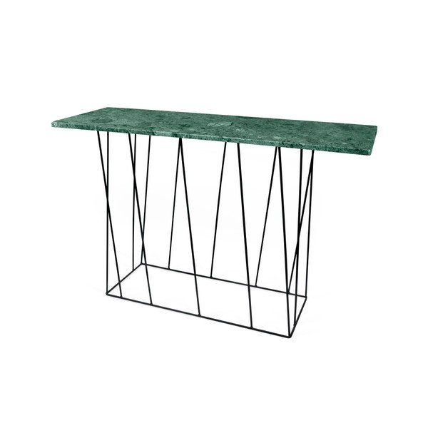 Zeleni mramorni konzolni stol s crnim nogama TemaHome Helix, 40 x 120 cm-image-1