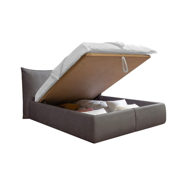 Tamno sivi tapecirani bračni krevet s prostorom za pohranu s podnicom 180x200 cm Jade - Bobochic Paris-image-3