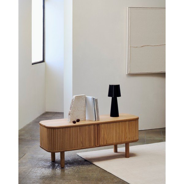 TV komoda u dekoru jasena u prirodnoj boji 120x50x40 cm Mailen – Kave Home-image-1