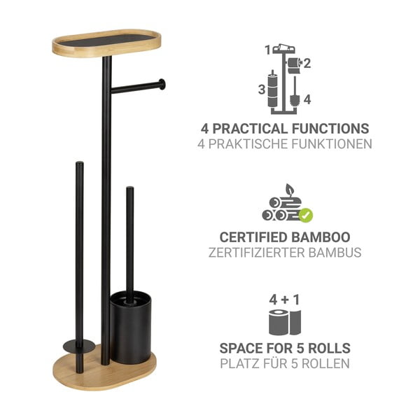 Crni/u prirodnoj boji željezan držač za WC papir sa četkom Pomarolo – Wenko-image-2