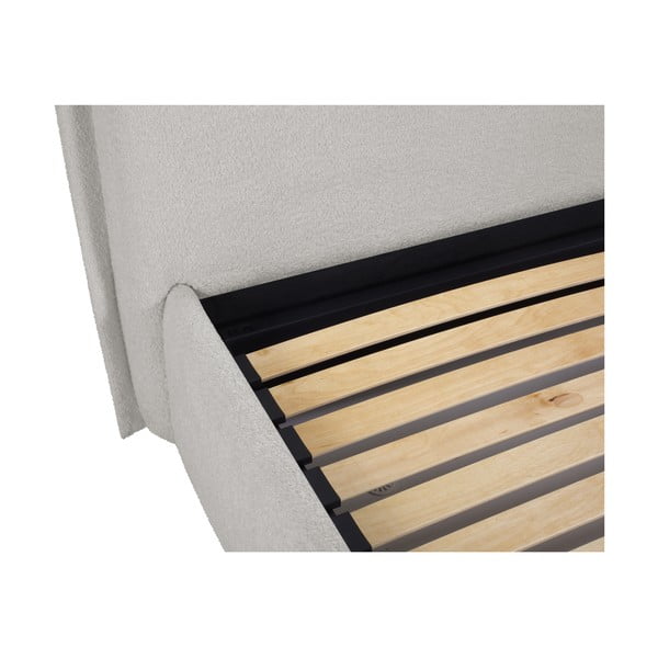 Svijetlo sivi tapecirani bračni krevet s prostorom za pohranu s podnicom 160x200 cm Armie – Milo Casa-image-4