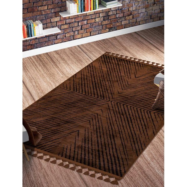 Smeđi perivi tepih 180x120 cm - Vitaus-image-1