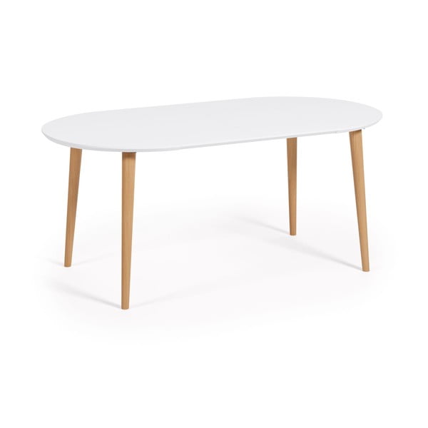 Bijeli okrugli proširiv blagovaonski stol s bijelom pločom stola ø 90 cm Oqui – Kave Home-image-4