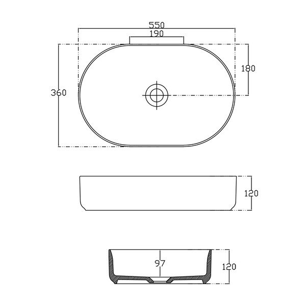 Bijeli keramički sudoper Sapho Infinity Oval, 55 x 36 cm-image-3