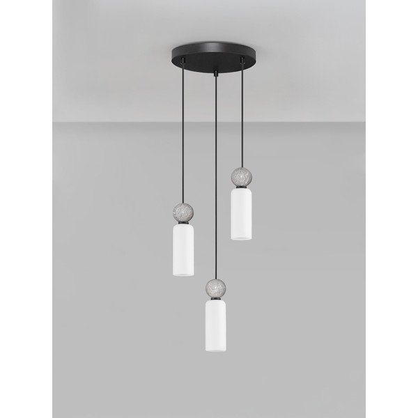 Mat crna viseća svjetiljka od kamenine sa staklenim sjenilom ø 25 cm Filomena – Nova Luce-image-3