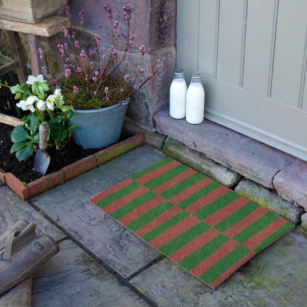Otirač od kokosovih vlakana 40x60 cm Pink & Green Half Stripes – Artsy Doormats-image-3