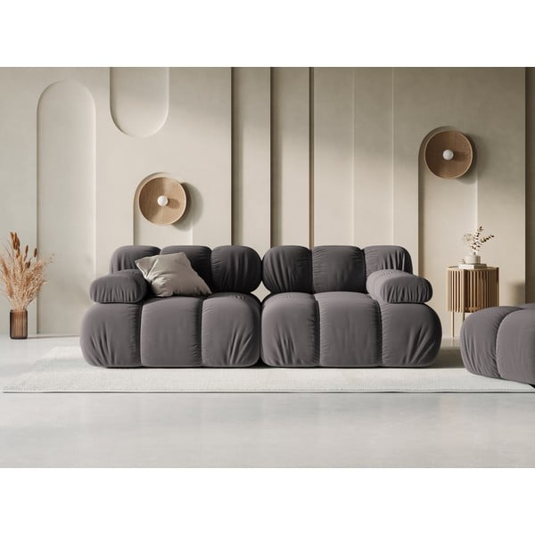 Tamno siva baršunasta sofa 188 cm Bellis – Micadoni Home-image-1