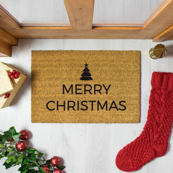 Otirač s božićnim motivom od kokosovih vlakana 40x60 cm Merry Christmas – Artsy Doormats-image-1