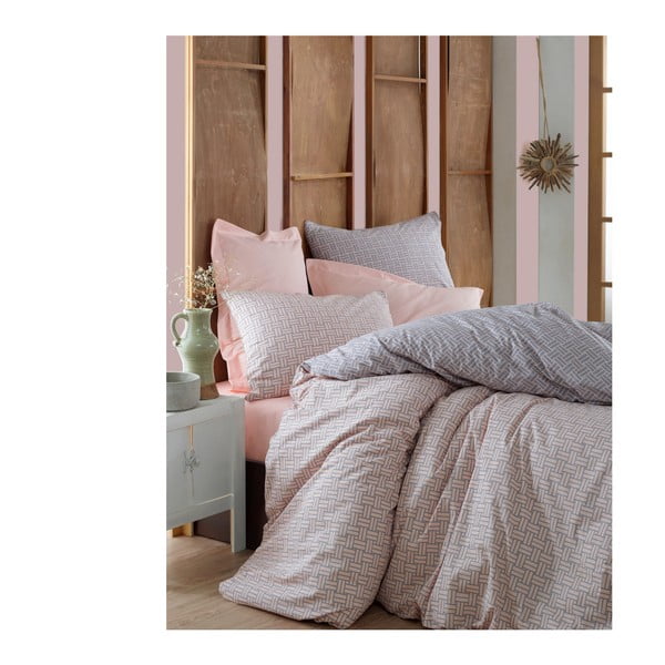 Siva pamučna posteljina s posteljinom za bračni krevet Must Salmon, 200 x 220 cm