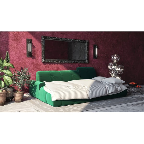 Tamnozelena baršunasta kutna garnitura Devichy Tous, lijevi kut-image-1