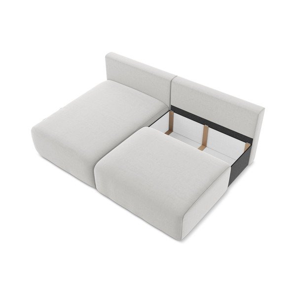 Svijetlo siva baršunasti sklopiva/s prostorom za odlaganje kutna garnitura (s lijevim kutom/s ležaljkom) Kalena – Makamii-image-4