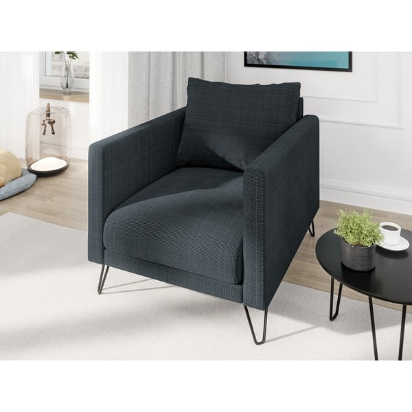 Tamno siva fotelja od šenila Freya – Ropez-image-3