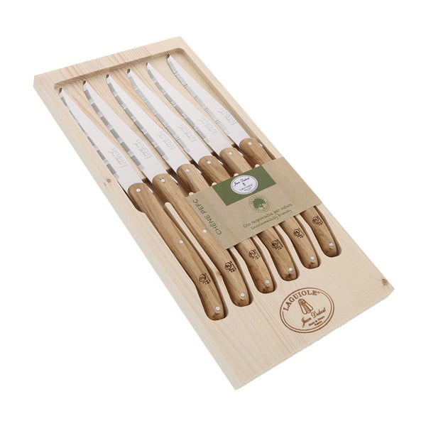 Set od 6 noževa u kutiji za odlaganje od hrastovog drveta Jean Dubost