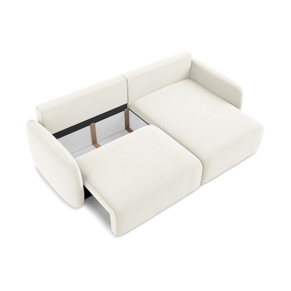 Krem baršunasti sklopiva/s prostorom za odlaganje kutna garnitura (s desnim kutom/s ležaljkom) Kalena – Makamii-image-4