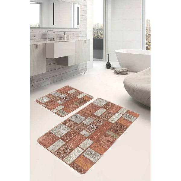 Smeđe od samta kupaonske prostirke u setu 2 kom 60x100 cm – Mila Home-image-3