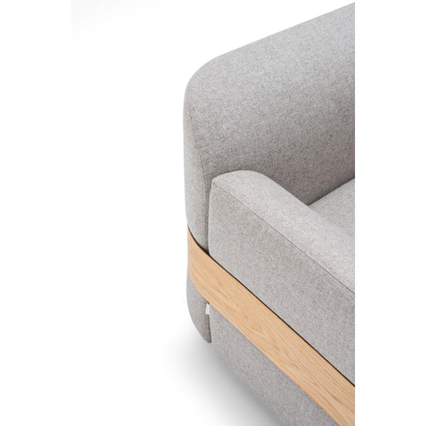 Svijetlo sivi kauč (lijevi kut) od mješavine vune i lana Hugg - Gazzda-image-3