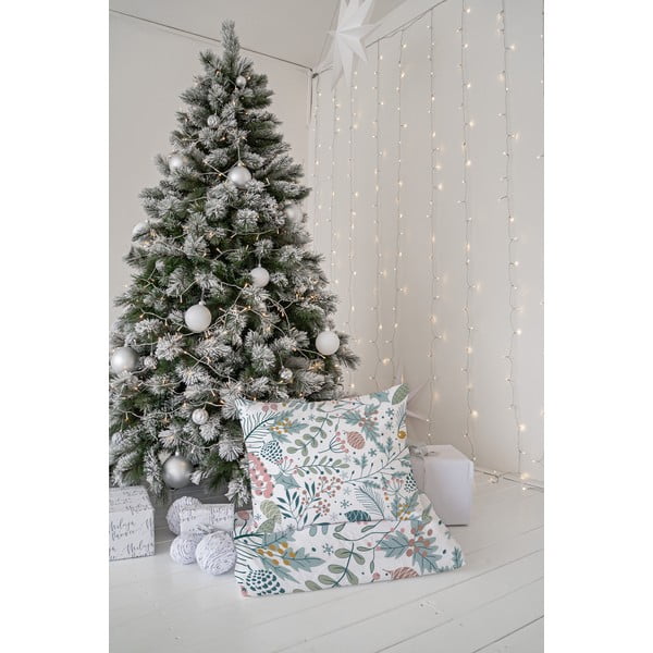 Bijela/plava posteljina za krevet za jednu osobu od pamučnog satena 140x200 cm Pastel Christmas – Butter Kings-image-2