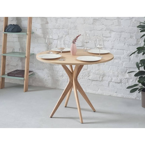 Okrugli proširiv blagovaonski stol s pločom stola u dekoru jasena 45x90 cm Jubi – Ragaba-image-1