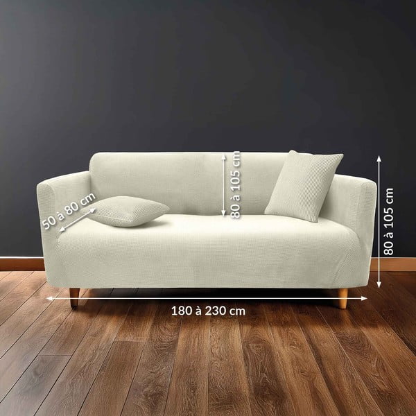 Krem rastezljiva presvlaka za sjedeću garnituru trosjed Sacha – douceur d'intérieur-image-1