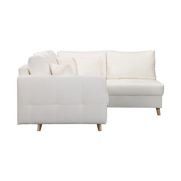 Bijela kutna garnitura od bouclé tkanine (s desnim kutom) Ariella – Ropez-image-4