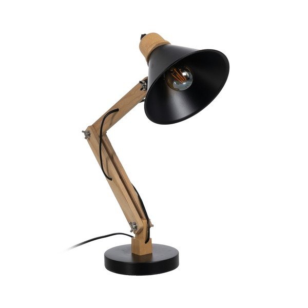 Crna/u prirodnoj boji stolna lampa s metalnim sjenilom (visina 55 cm) – Ixia