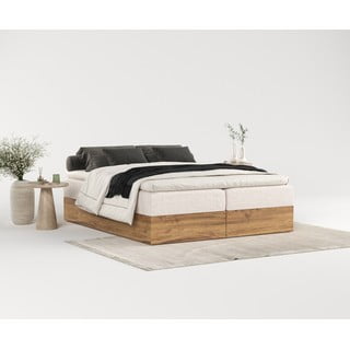 Bež/u prirodnoj boji boxspring krevet s prostorom za pohranu 180x200 cm Faro – Maison de Rêve