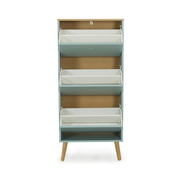 Zeleni ormarić za cipele s nogama od hrastovog drva s 3 pregrade Tenzo Dot-image-2