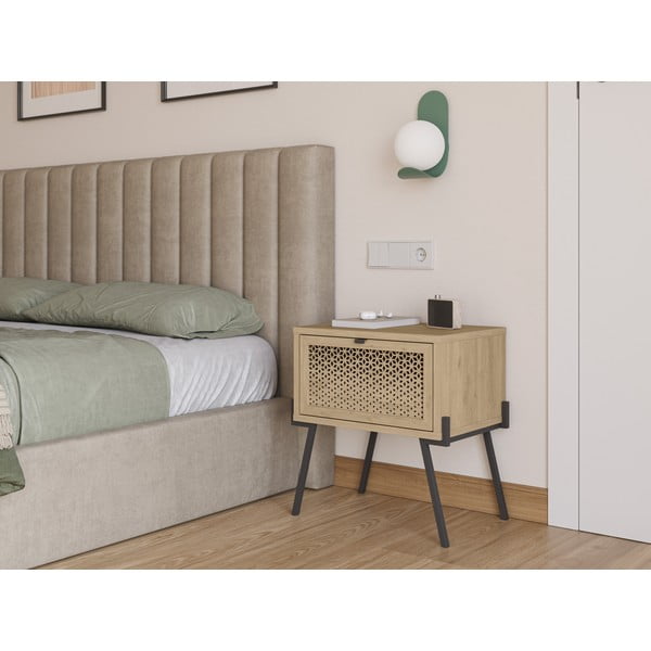 Noćni ormarić u dekoru hrasta u prirodnoj boji Ecrin – Marckeric-image-1