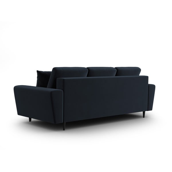 Tamno plava baršunasti sklopiva/s prostorom za odlaganje sofa 235 cm Kyoto – Cosmopolitan Design-image-3