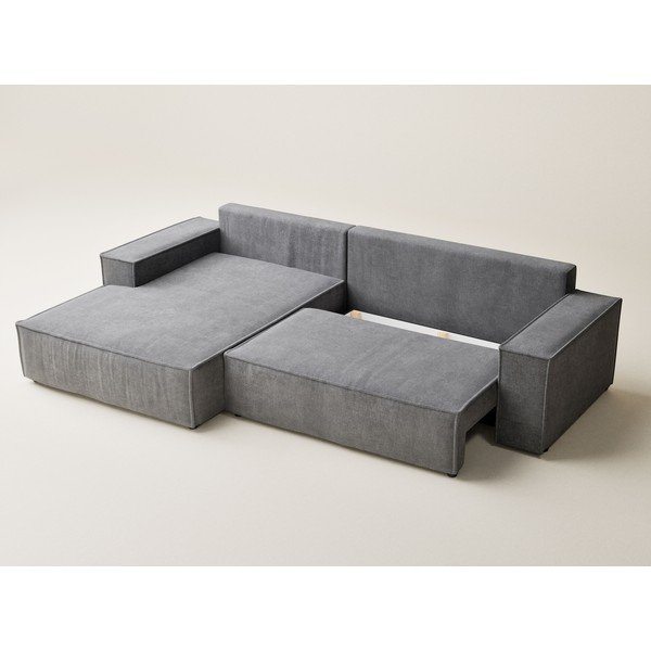 Siva sklopiva/s prostorom za odlaganje kutna garnitura od šenila (s lijevim kutom/s ležaljkom) Maze – Maison de Rêve-image-3