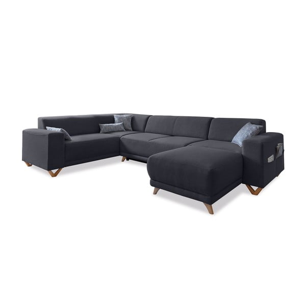 Antracitno siva sklopiva/s prostorom za odlaganje kutna garnitura (s lijevim kutom/u obliku slova "U") Classy Sophie – Miuform