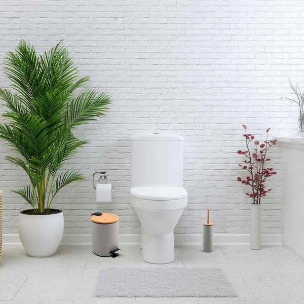 Smeđe-siva željezna kanta za smeće s pedalom 5 l   Adonis – Spirella-image-1