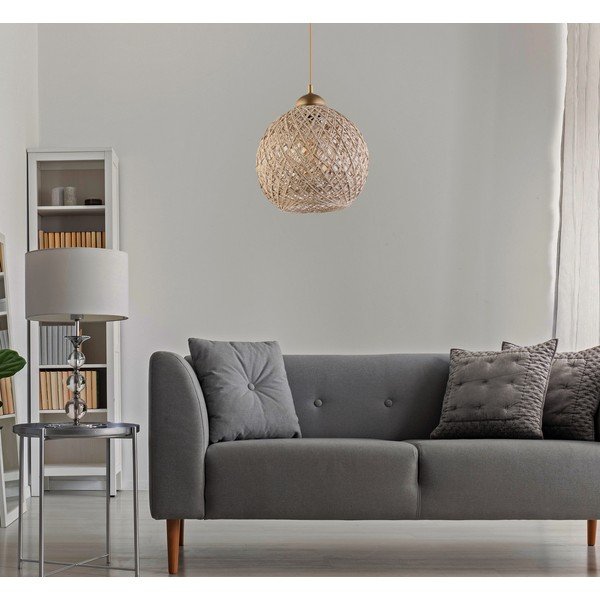 Bež/u zlatnoj boji viseća svjetiljka sa sjenilom od jute ø 24 cm – Opviq lights-image-1