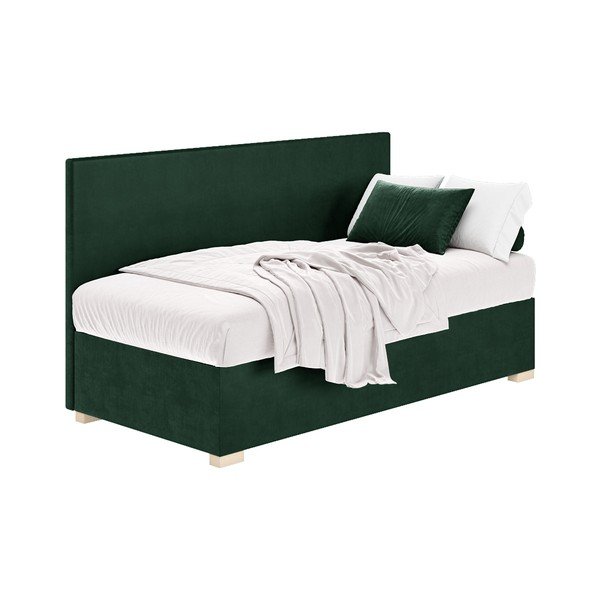 Tamno zeleni dječji krevet s prostorom za pohranu s madracem 90x200 cm Cozi – Ghado-image-2