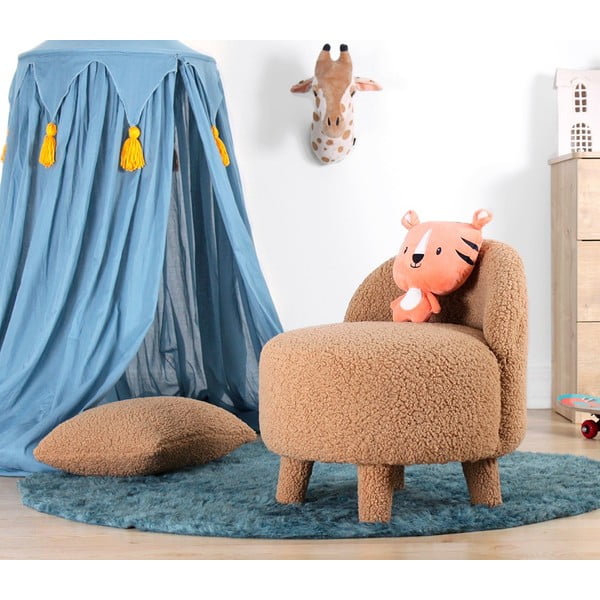 Smeđa dječja fotelja od bouclé tkanine Moouv – Artie-image-1